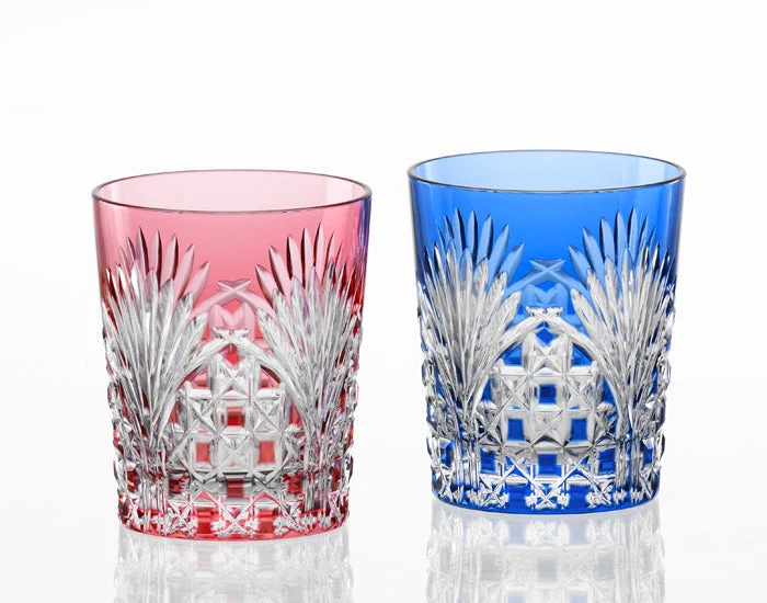 Kagami Crystal Edo Kiriko Glas Rot Blau TPS370-2943-AB